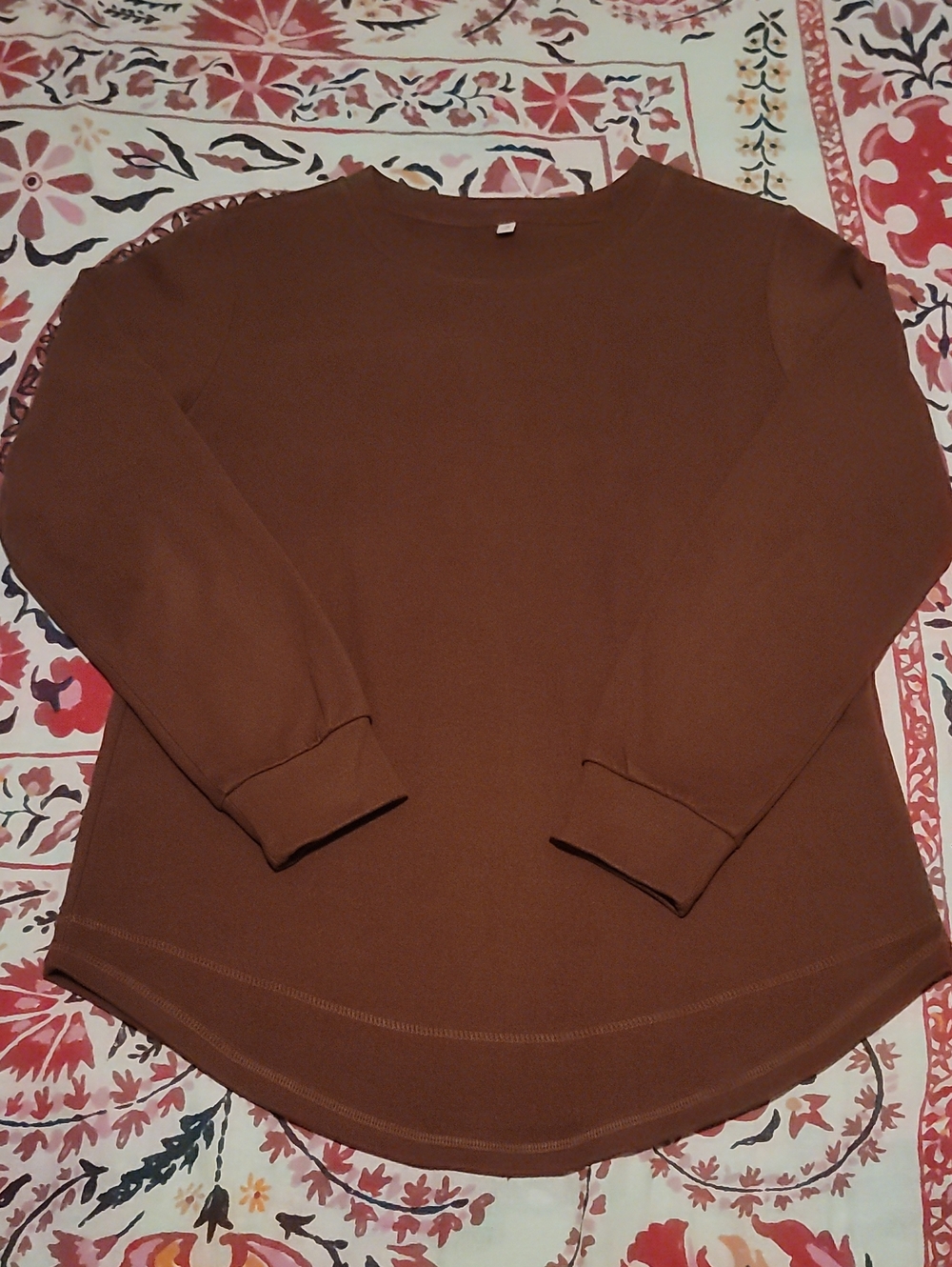 Womens Long Sleeve Fleece Cabincore Gorpcore Brown Activewear Sweatshirt Top